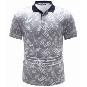 Contrast Collar Floral Print Polo Shirts
